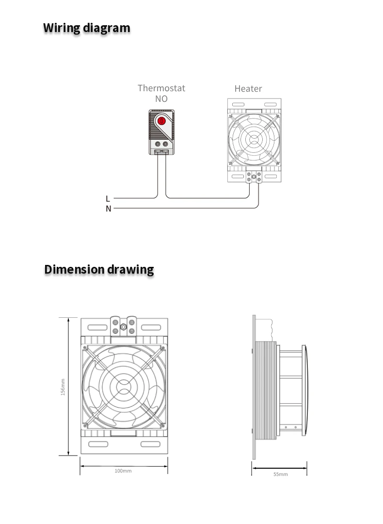 JRD FAN Heater For Dehumidification And Drying Of Power Distribution Cabinet