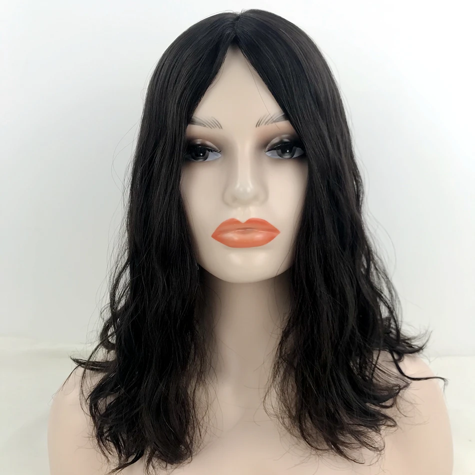 Remy Human Hair Jewish Wig Kosher Wigs With Hand Tied Silk Base Top Middle Part Long Length Wavy Style Natural Color Sheitel