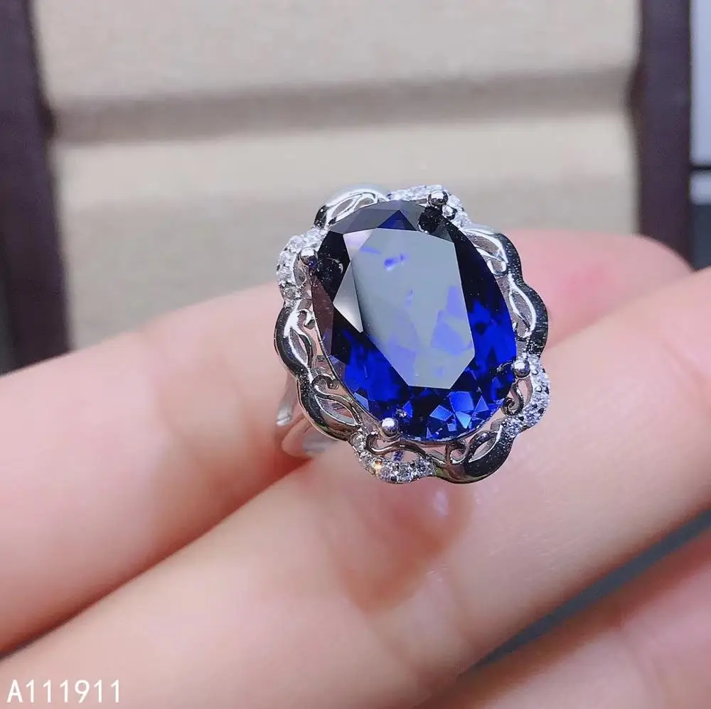 

KJJEAXCMY fine jewelry 925 sterling silver inlaid natural sapphire gemstone luxurious ring support detection exquisite noble