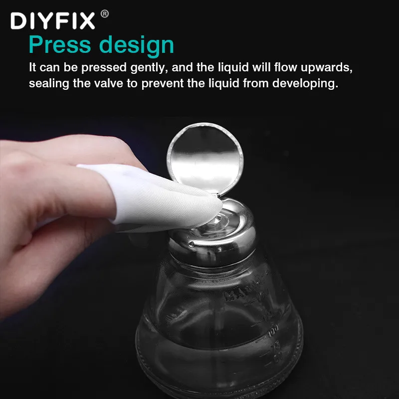 DIYFIX-زجاجة كحول زجاجية من النوع بالضغط ، 150 مللي ، لوحة مضادة للكهرباء الساكنة ، زجاجة مياه غسيل ، إصلاح الهاتف الخلوي ، أداة تنظيف نحاسية