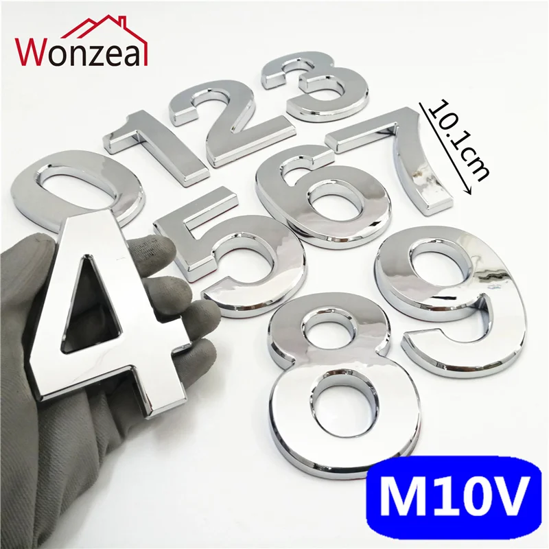 10cm Silver color ABS Plastic Plaque House Door Number Hotel Door Address Digits Sticker Plate Sign Door Plate 0123456789