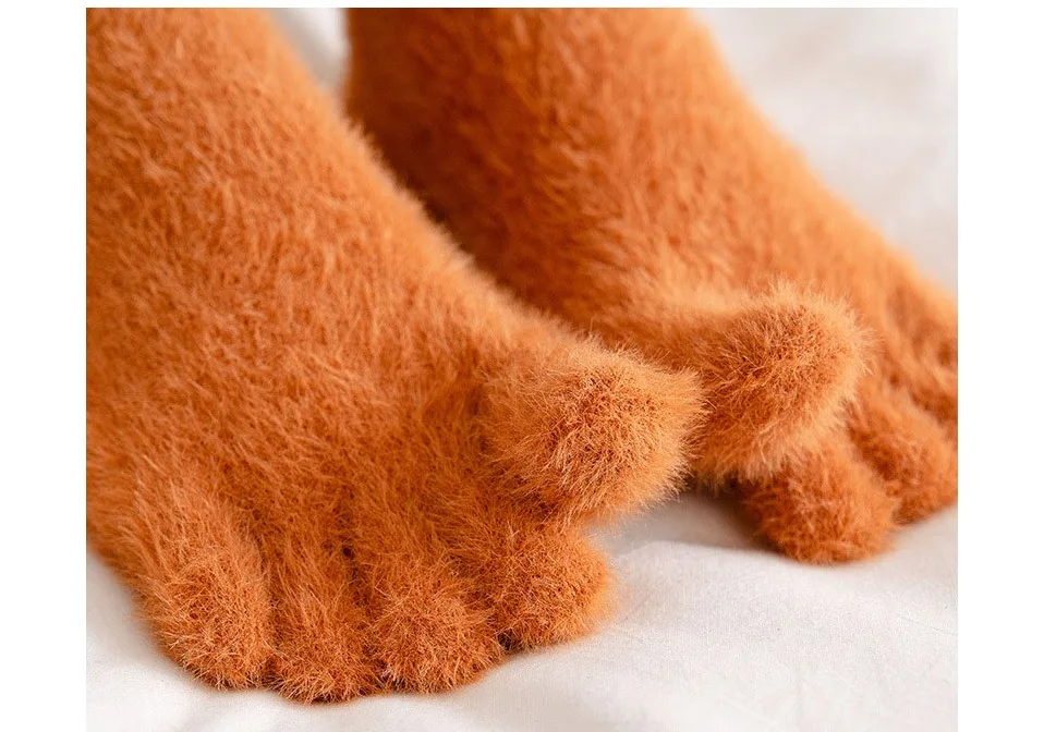 Frauen Mädchen dicke fünf Fingers ocken Winter warme bunte Korallen vlies flauschige Zehen socken weiche gemütliche Strumpfwaren weibliche Boden pantoffeln – Detail 8