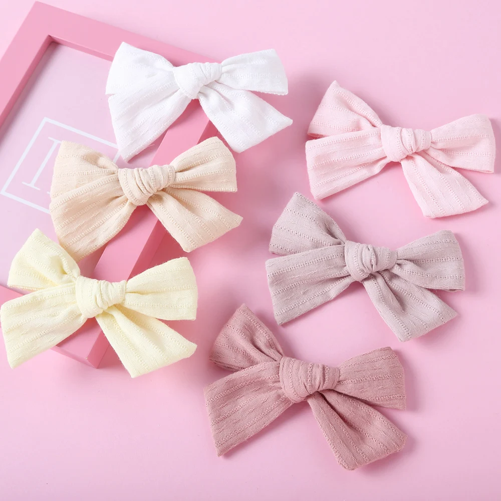 Baby Hair Clip Cotton Linen Girls Bows Hairpin Soft Infant Stripe Barrette Jacquard Children Spring Summer Hair Accessories New