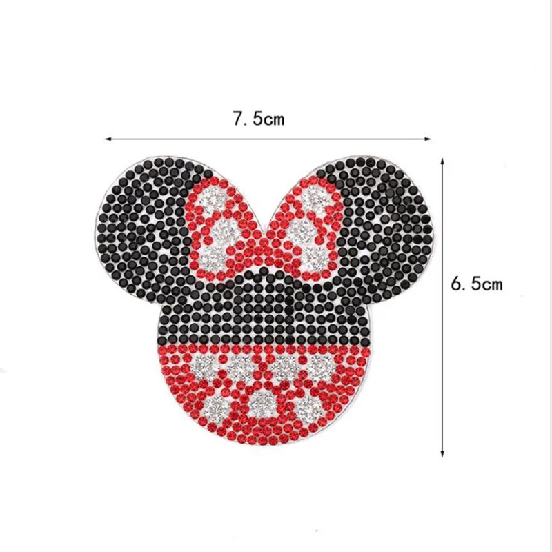 Minnie Crystal Rhinestone Mickey patches for Clothing Iron on Clothes Appliques Badge Fabric Sticker Apparel Accessories