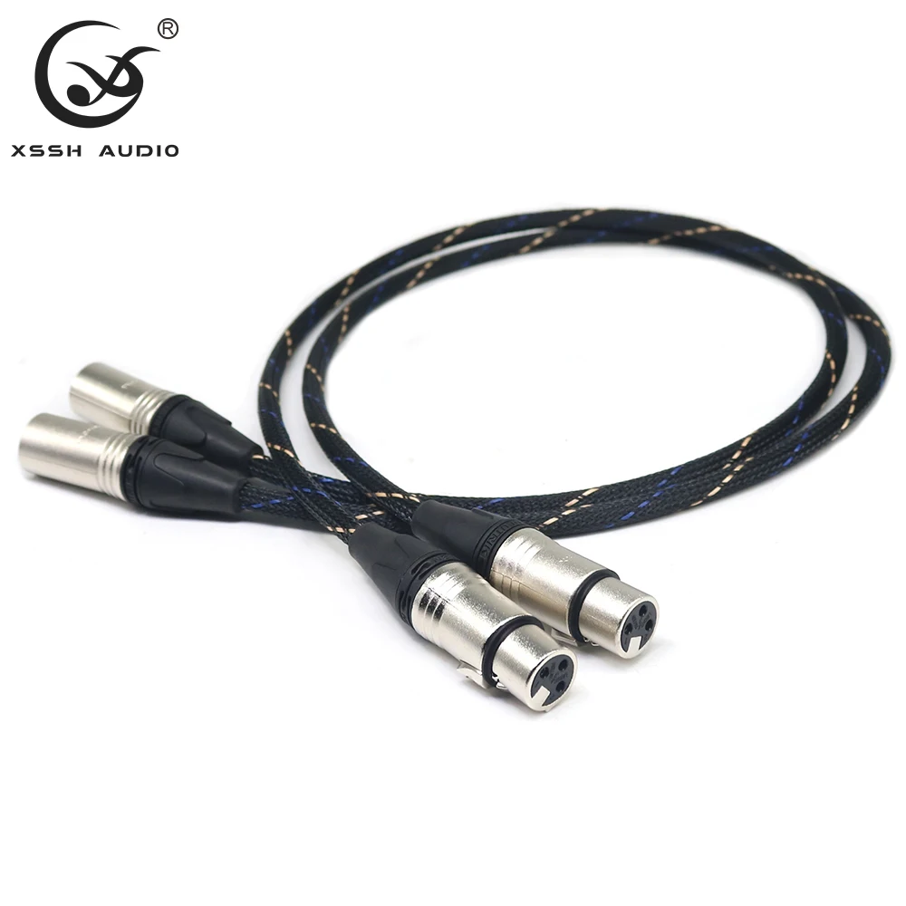 

1 pair 3 pins XLR Cable XSSH Hi-end HIFI 2 core Pure Copper OFC Female Male XLR to XLR Audio Cord Cable Cables Wire Line