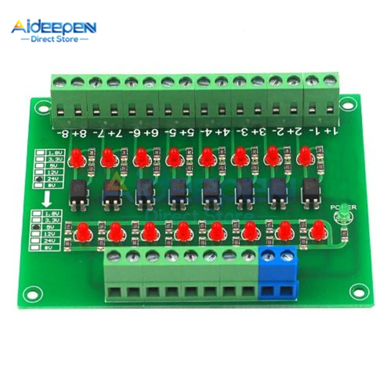 24V to 5V 8 Channel Photoelectric Isolation Module DST-1R8P-N Level Voltage Converter PNP Output PLC Signal Module For Arduino