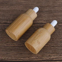 Empty Refillable Bamboo Glass Eye Dropper Bottle 10ml-100ml Essential Oil Bottles with Pipettes Makeup Cosmetic Sample Container