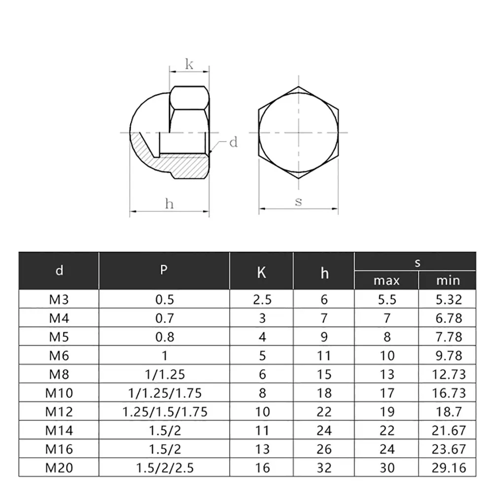 5/10/20/50PCS White Plastic Dome Bolt Nut Protection Cap Covers M3 M4 M5 M6 M8 M10 M12