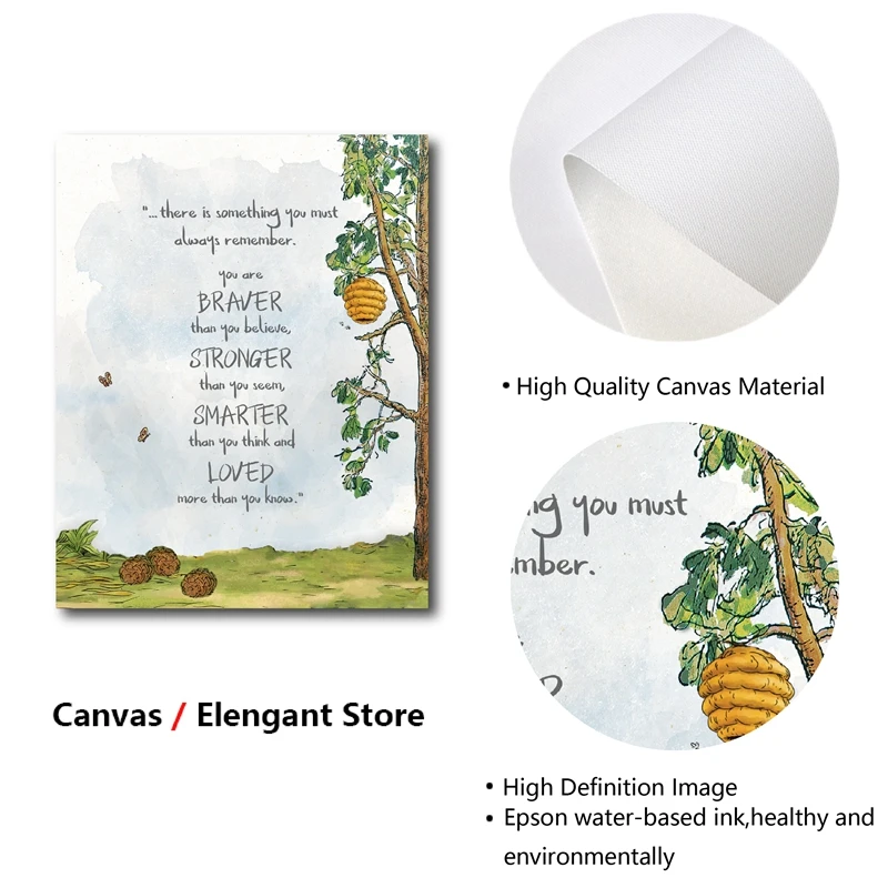 Winnie the Pooh Poster Classic Cartoon Prints Baby Shower Gifts Nursery Wall Art Canvas Painting Pictures Kids Room Decor