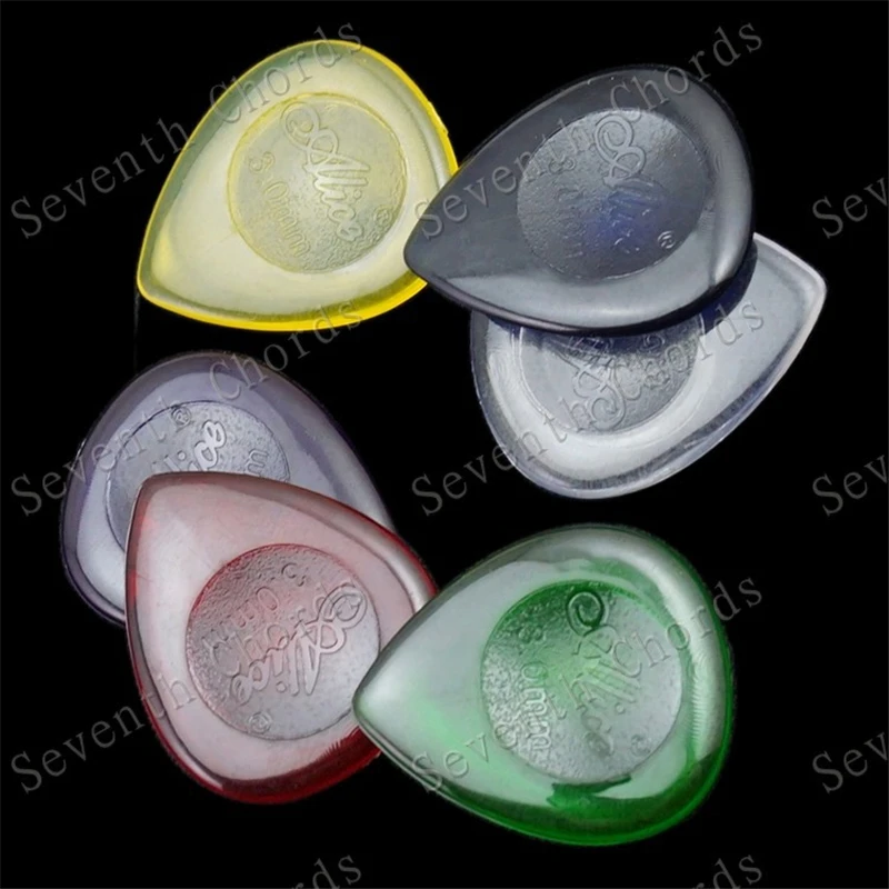 18 Stück/Set, gemischte Farben, große, wassertropfenförmige, klare Gitarrenplektren, 1,0 mm, 2,0 mm, 3,0 mm zur Auswahl, Gitarrenzubehörteile – Detail 2