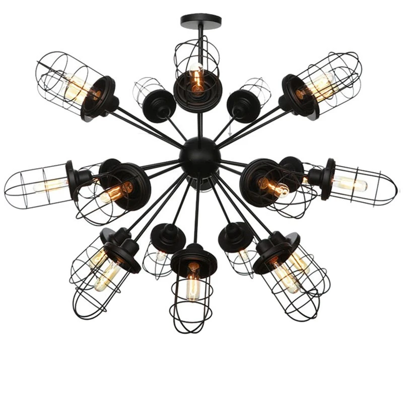 Vintage Pendant Lamp Black Iron American  Dinning Room Lights  Indoor Home Decore E27 Multiple Lamp Holder  Hanging Lights