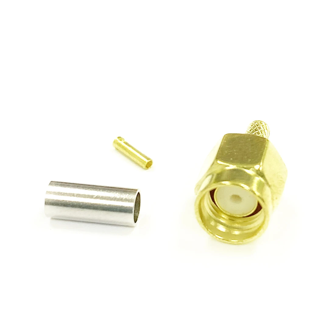 1pc  RP-SMA  Male Plug  RF Coax Modem Convertor Connector Crimp  RG316   RG174  LMR100   Straight Goldplated NEW Wholesale