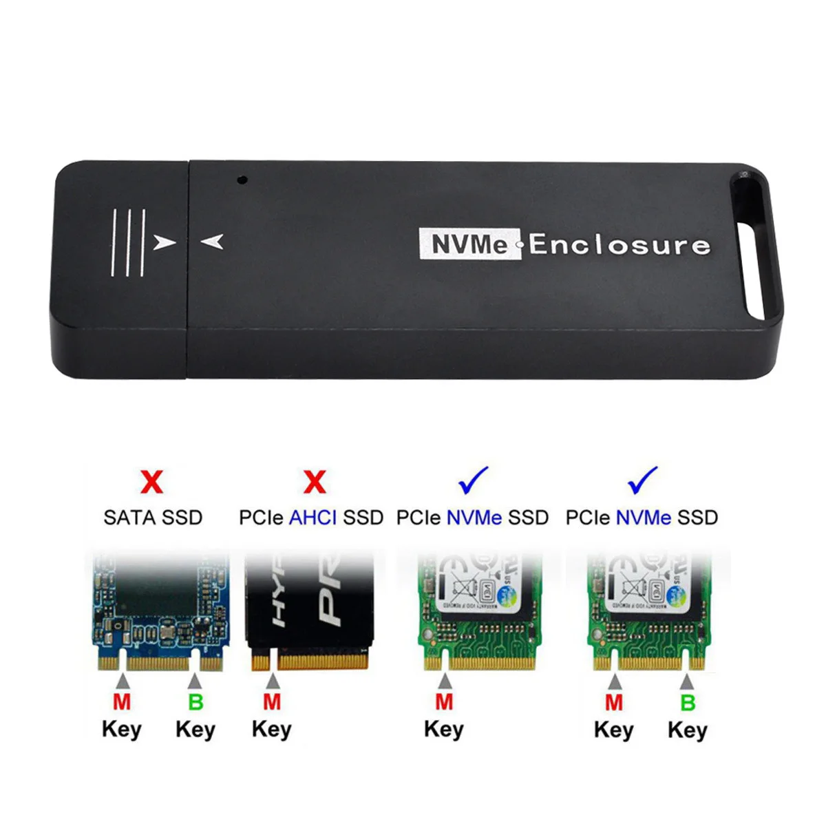 

CY Chenyang USB 3.1 Gen2 10Gbps to NVME PCI-E M-Key Solid State Drive External Enclosure 2230/2242mm