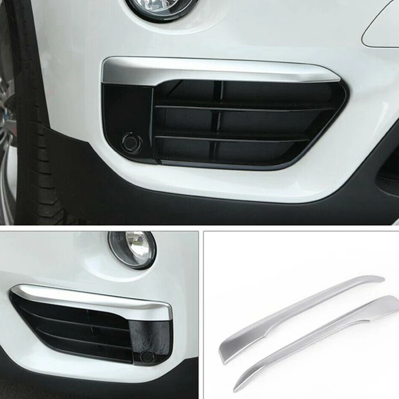 2X Silver Chrome Plated Fog Light Cover Trim Eyebrow for-BMW F48 X1 2016-2019