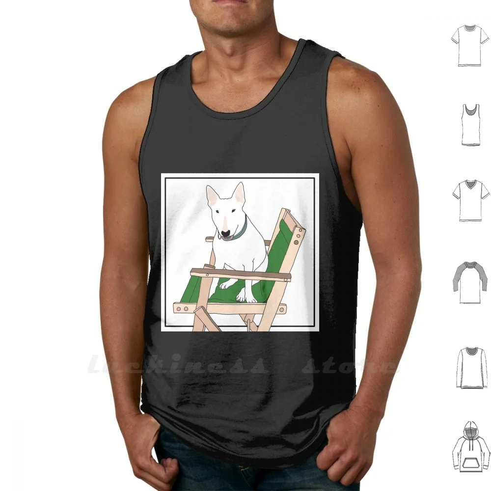 Sofi The Director Sleeveless Tank Top Vest Cotton Emilydevineart Bullterrier Bull Terrier Dog Dogs Dog Love