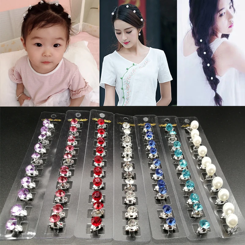 10Beads Fashion Women Hair Claws Clamp Rhinestone Small Hair Clips Girls Hair Accessories Bridal Wedding Jewelry Headwear