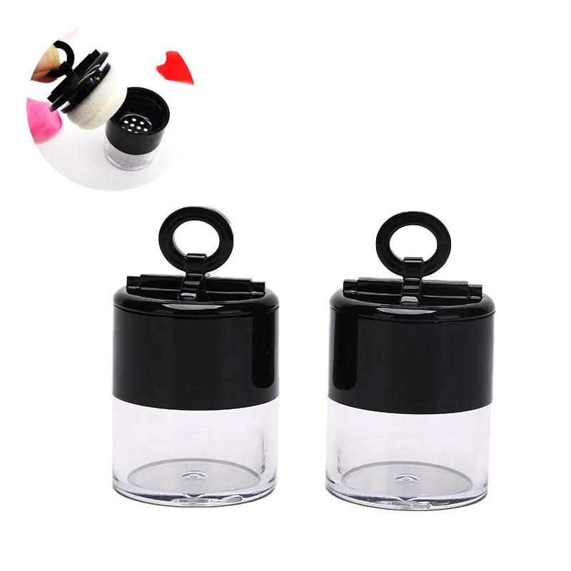 10g Plastic Empty Face Loose Powder Case Makeup Blusher Jar Travel Cosmetic Container With Strainer Puff And Black Lid