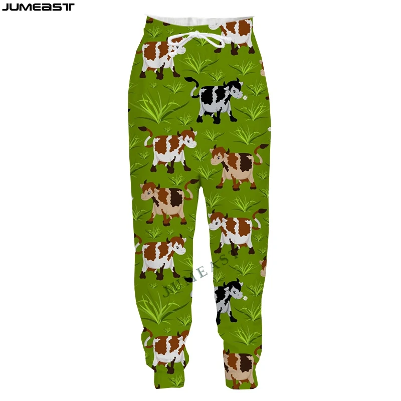 Jumeast Homens 3D Animal Vaca Fazenda Crianças Primavera Outono Streetwear Kid Casual Calças Compridas Esporte Pullover Comprimento Sweatpants Calças