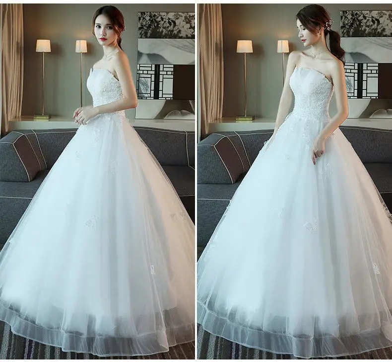 O10118 doce memória princesa vestido branco noiva vestidos de casamento até o chão vestido de baile mulher rendas até festa vestido menina longo robe