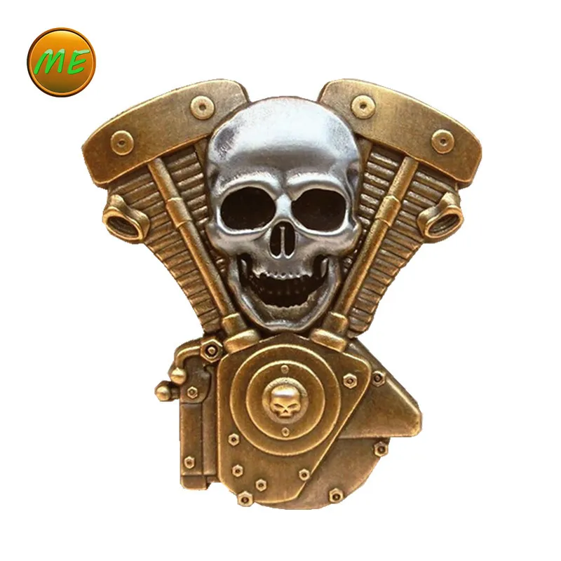 Punk Metal Badges Family Skeleton Engine Officer Locomotive Skull Pirate Double Eagle USA Large Medallion Clothes DIY Brooch Pin