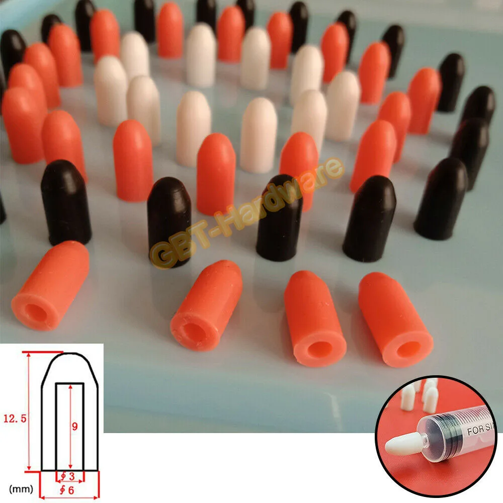 5/10/20/50/100Pcs Food Grade Silicone Rubber Storage Cap Needle Cover Syringe Sealing Test Tube End Cap 3mm Sealing Head Gasket