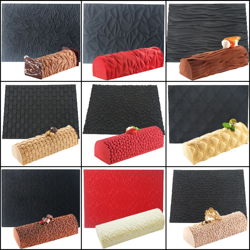 SHENHONG Silicone Baking Mats Set Mousse Cake Molds Veins Mat Fondant Mould Dessert Bakeware Pastry Pan Cake Decorating Tools