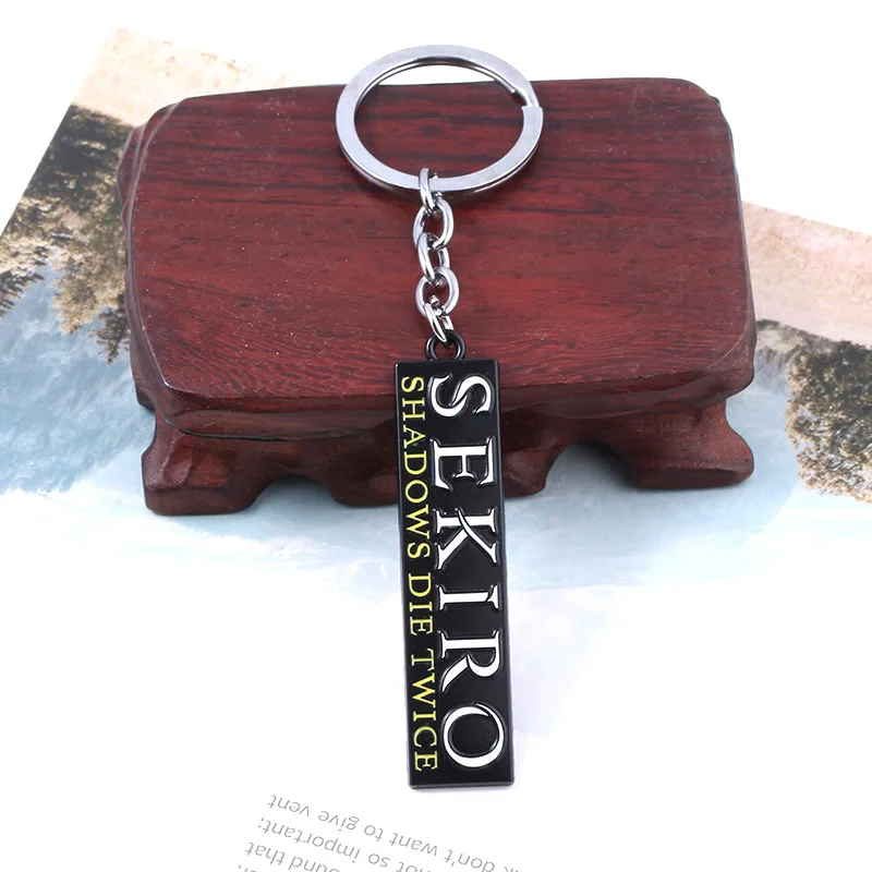 Game Sekiro Shadows Die Twice Keychain Rectangle Letter Logo Metal Keyring Pendant Men Car Women Bag Accessories