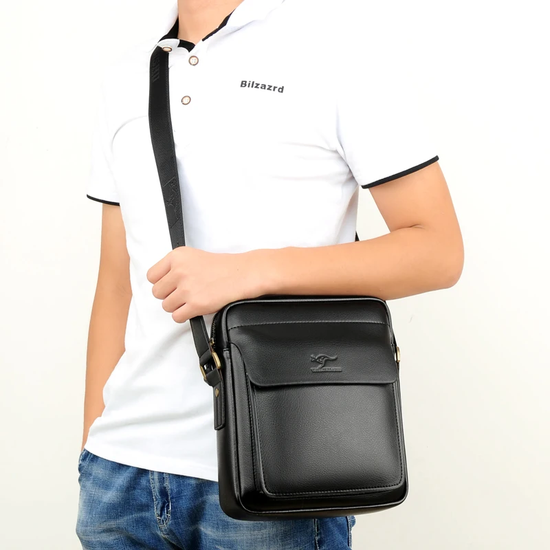 Imagem -04 - Bolsa de Ombro de Couro pu para Homens Bolsas Transversais Masculinas Maleta Mensageiro Aba para Ipad Casual