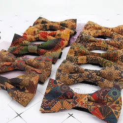 New Men's Cork Wooden Fashion Bow Ties Adults Novelty Handmade Flower Neckwear Plaid Wedding Party Wood Gift Wood Bowtie