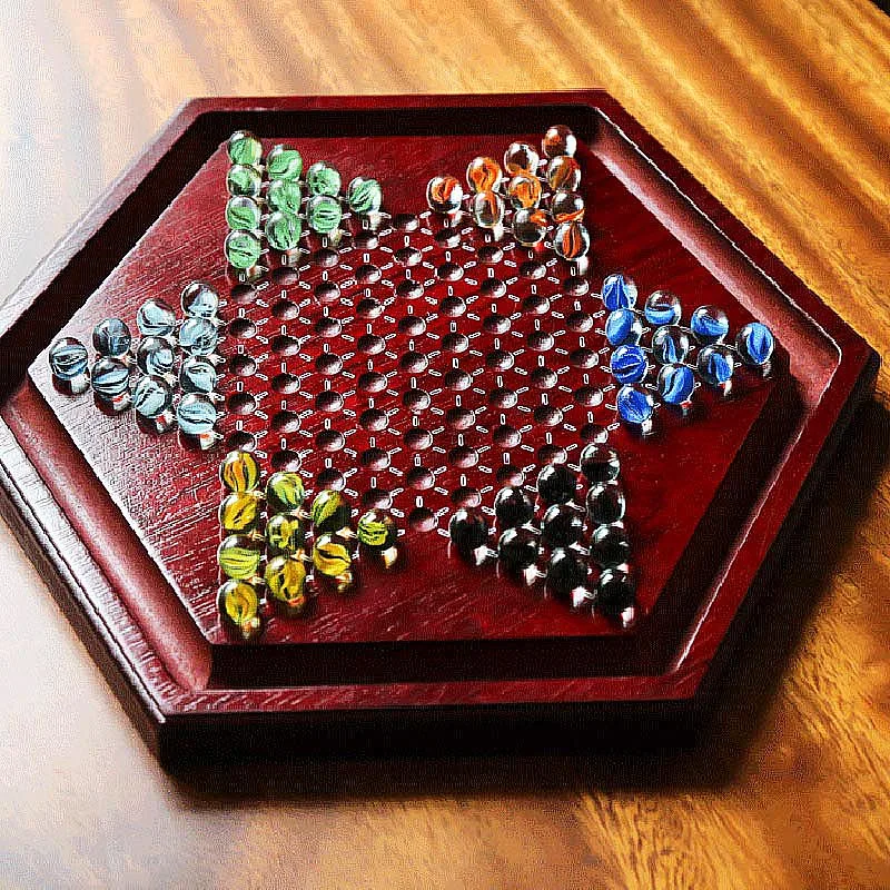 High Grade Multicolor Glass Chinese Checkers Chess Set Fine Wooden Hexagon Chessboard Classic Game T9