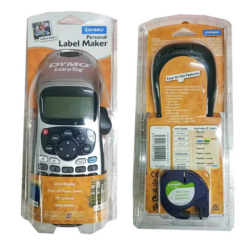 Dymo LetraTag LT-100H Handheld Label Maker Compatible for 12mm Letra Tag 91201 91200 12267 91202 Label Tapes 9V 2A Adapter
