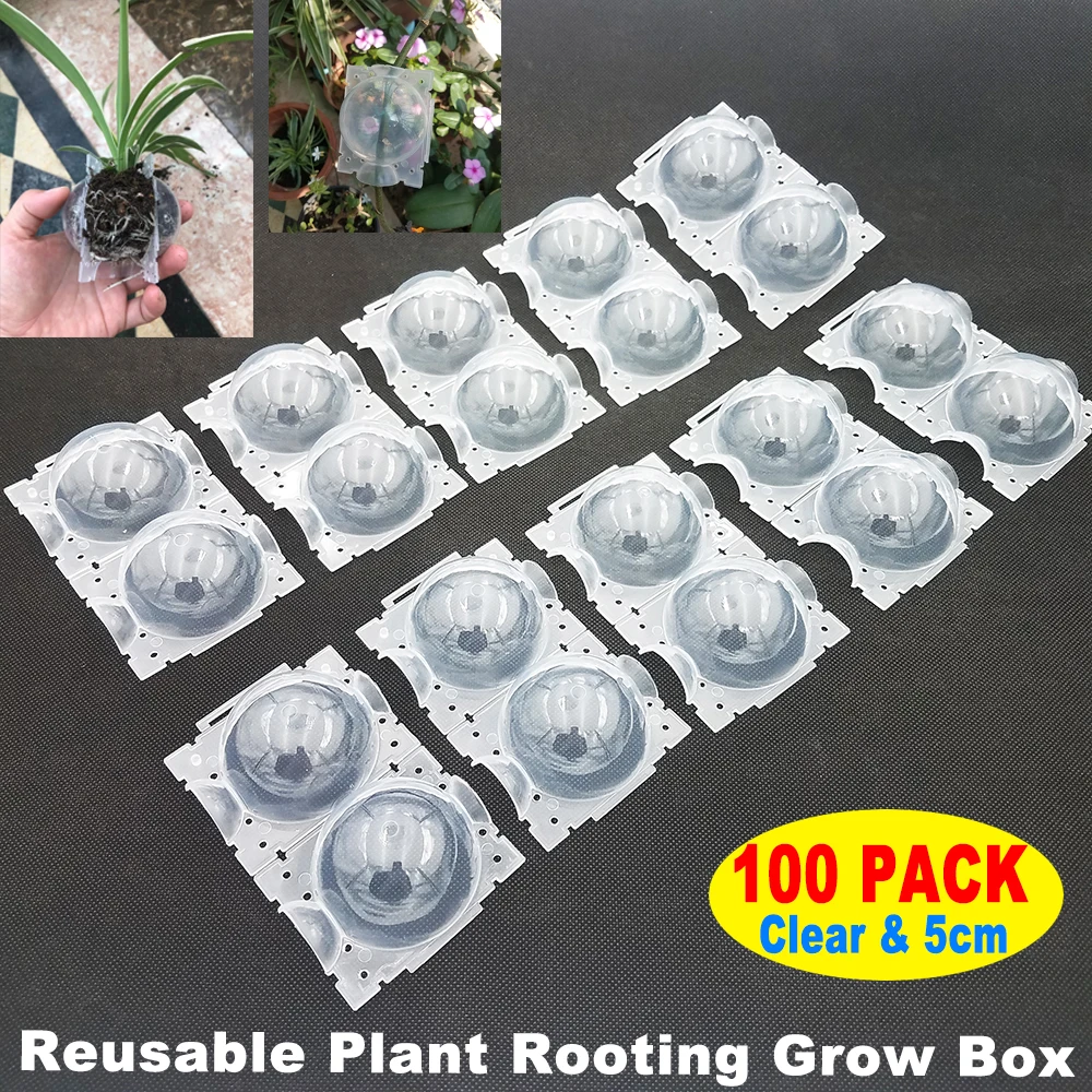 100pcs Plant Grafting Root Balls Reusable Rooting Growing Box Plant Root Device High Pressure Propagation Balls for Garden