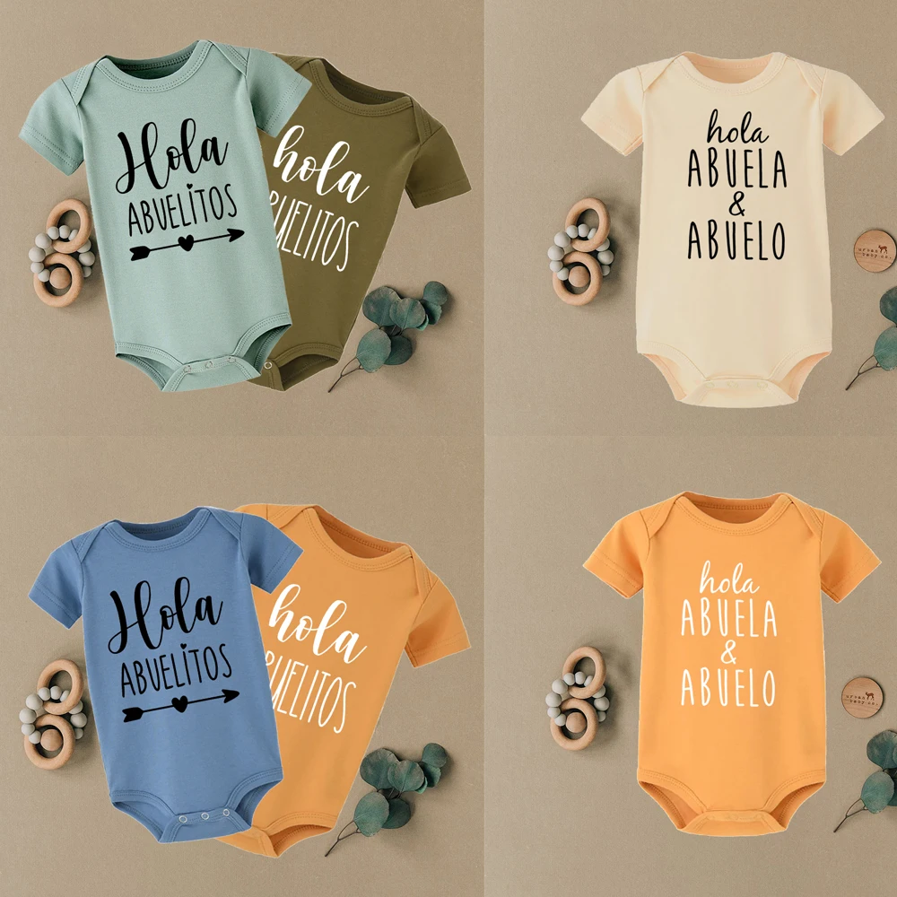 

Holy Abuelo Y Abuela Pregnancy Announcement Cotton Bodysuit Infant Baby Jumpsuit Announcement To Grandparents Baby Shower Gift