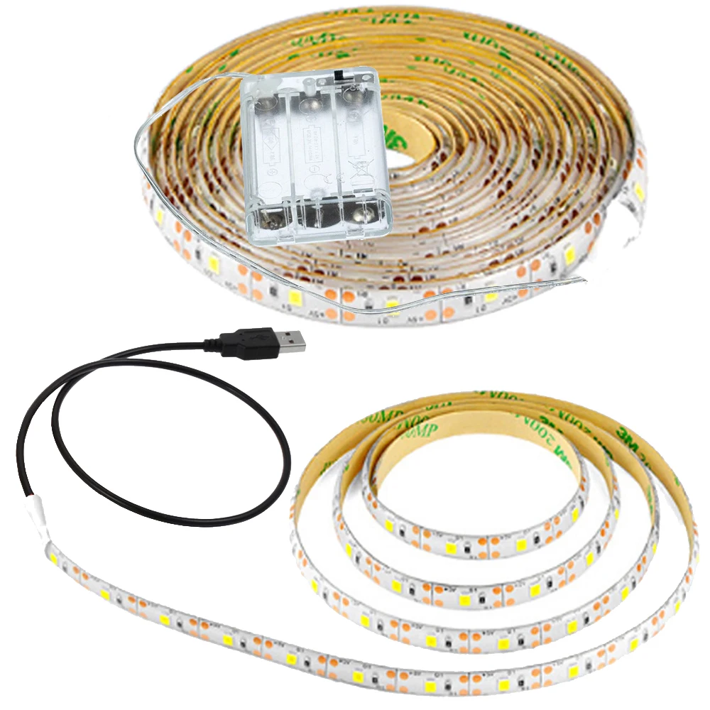 DC 5V USB LED Strip Light 2835 SMD Elastyczna taśma LED 60Leds Zasilanie bateryjne Podświetlenie TV Lampka nocna do szafki sufitowej
