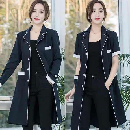 Beauty Salon Work Wear High quality Spa Uniforms Tattooist Work clothing Lab Coat Summer Purple Long Sleeve Scrubs Uniform New