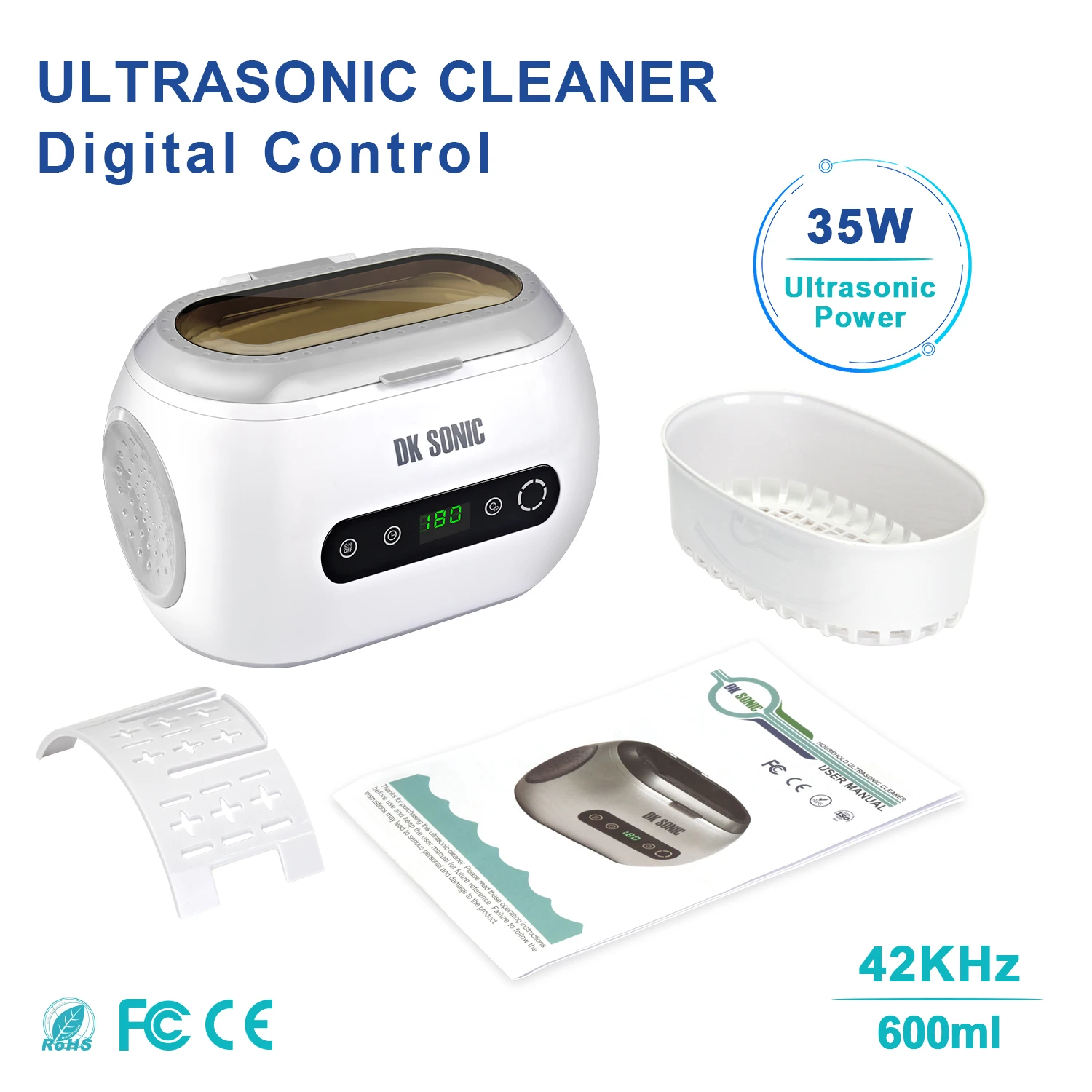 DK SONIC Ultrasonic cleaner 600ml 35W Ultrasonic cleaner bath  and basket for cleaning jewelry brass Sonic Cleane