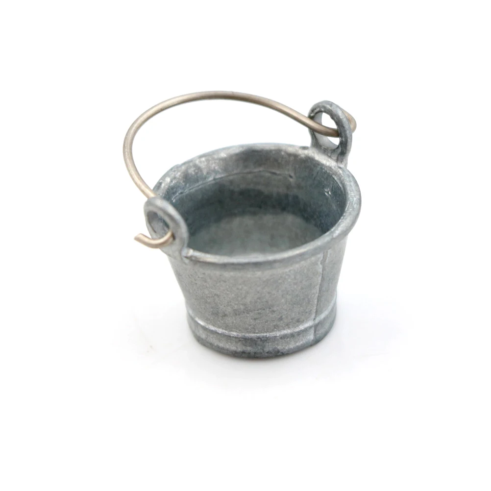 1pc 1:12 Dollhouse Miniature Metal Water Bucket Ice Cube Bucket Fairy Home Kitchen Pretend Toy Dollhouse Decoration Accessories