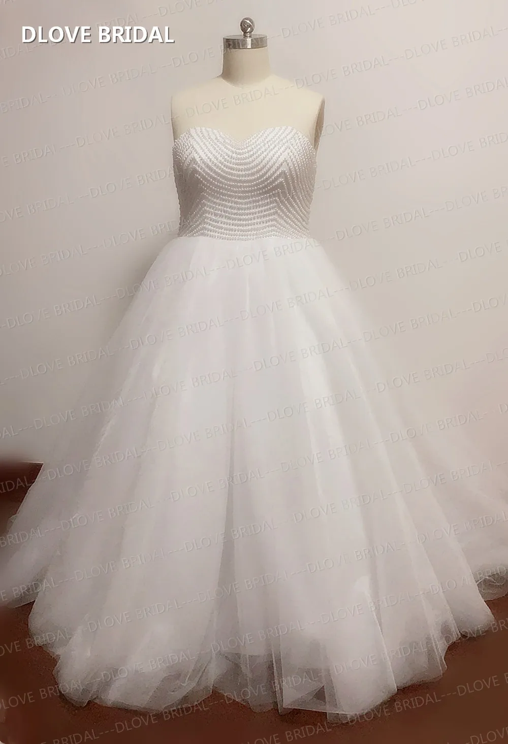 Plus Size Pearl Ball Gown Wedding Dress Layers Tulle Skirt Strapless Sweetheart Corset Bridal Gown Custom Made Vestido De Noiva