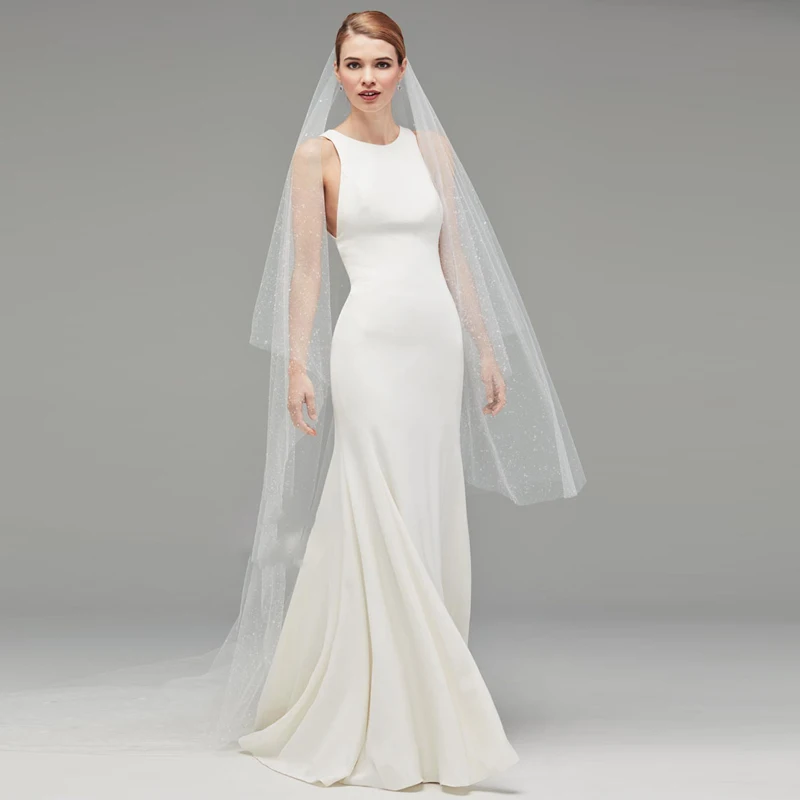 Robe de mariée sirène Simple en Satin doux, longue, Illusion de boutons au dos, vêtements de princesse pour fête, 2021