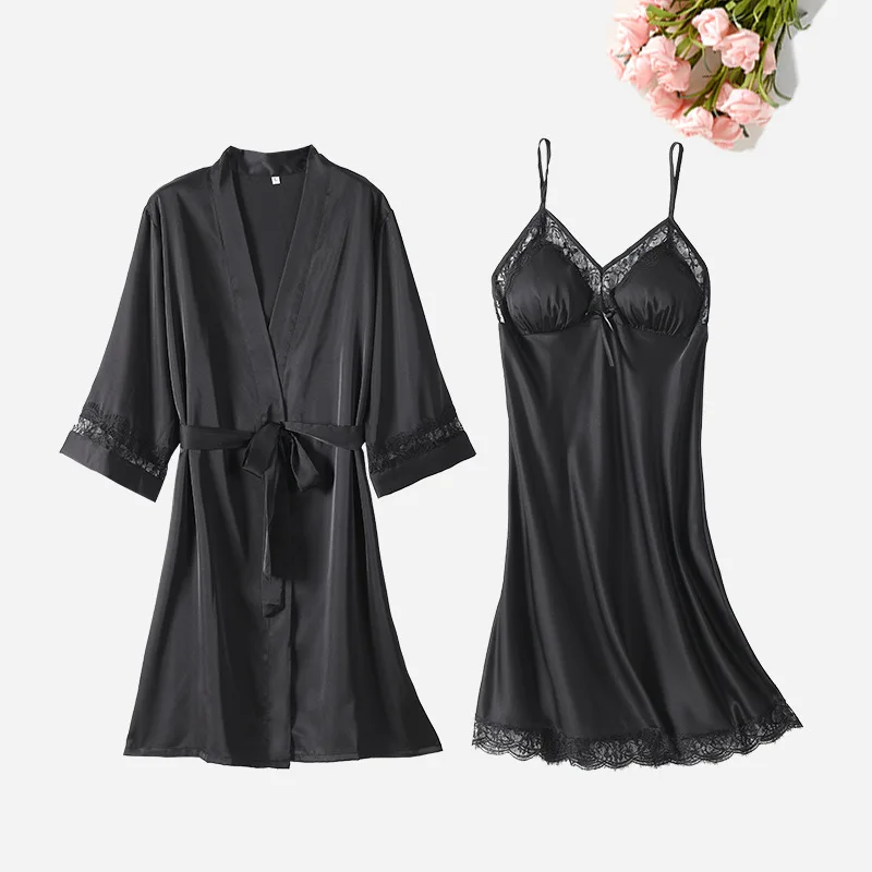 White Bride Bridesmaid Wedding Robe Set Women Sleepwear Nightgown Summer Kimono Gown Sexy Sleep Set Nightdress  Loose Homewear