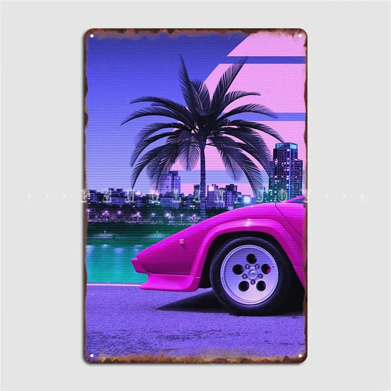 Countach Retrowave Metal Sign Design Pub Club Bar Plates Tin Sign Posters