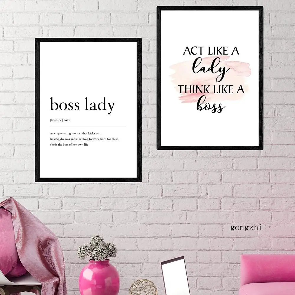 Act Like A Lady ,think Like A Boss Quote Posters Minimalist Canvas Painting and Prints Wall Art Pictures for Bedroom Home Decor