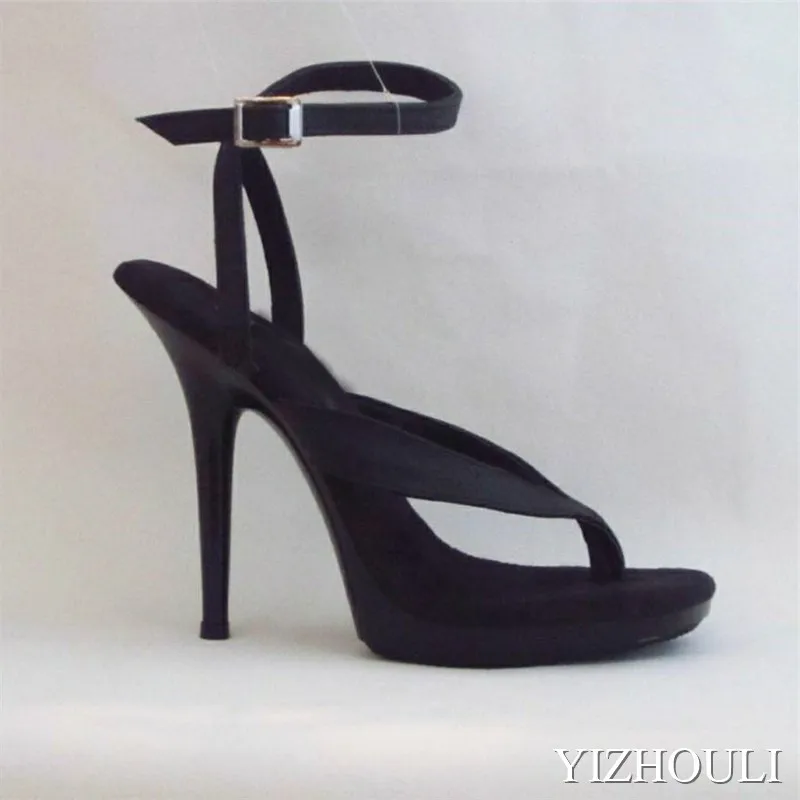 Summer black feet nude stiletto heels, 13 cm pole dancing shoes, model stage banquet shoes