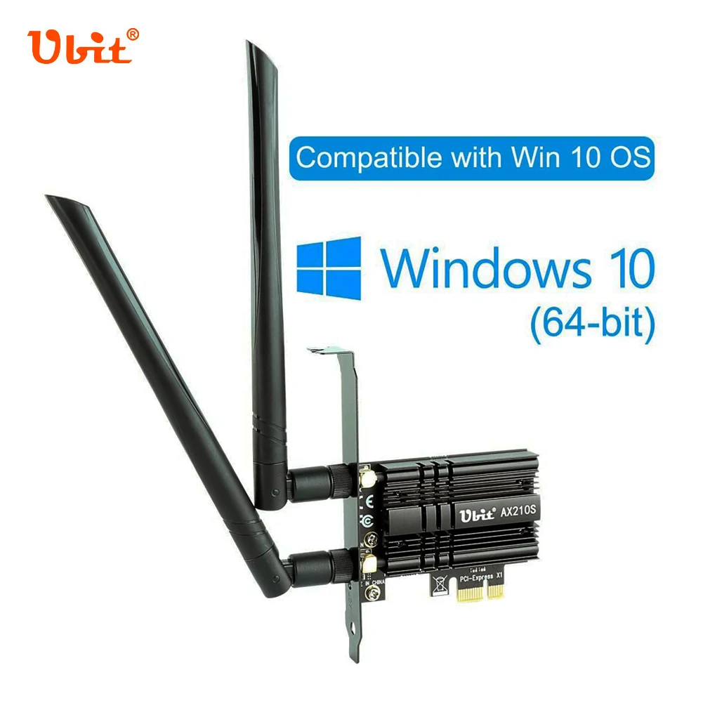 

Беспроводной адаптер WLAN Ubit, Wi-Fi 6E, поддержка карт PCI Express поколения 7 6 ГГц, до 5400 Мбит/с, Bluetooth 5,2 AX210