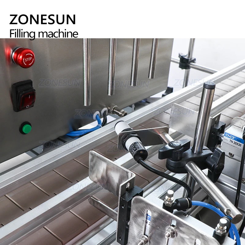 ZONESUN – Machine de remplissage automatique de liquide à 4 têtes, 2400 ml/min, pompe péristaltique, convoyeur de remplissage de liquide pour cosmétiques