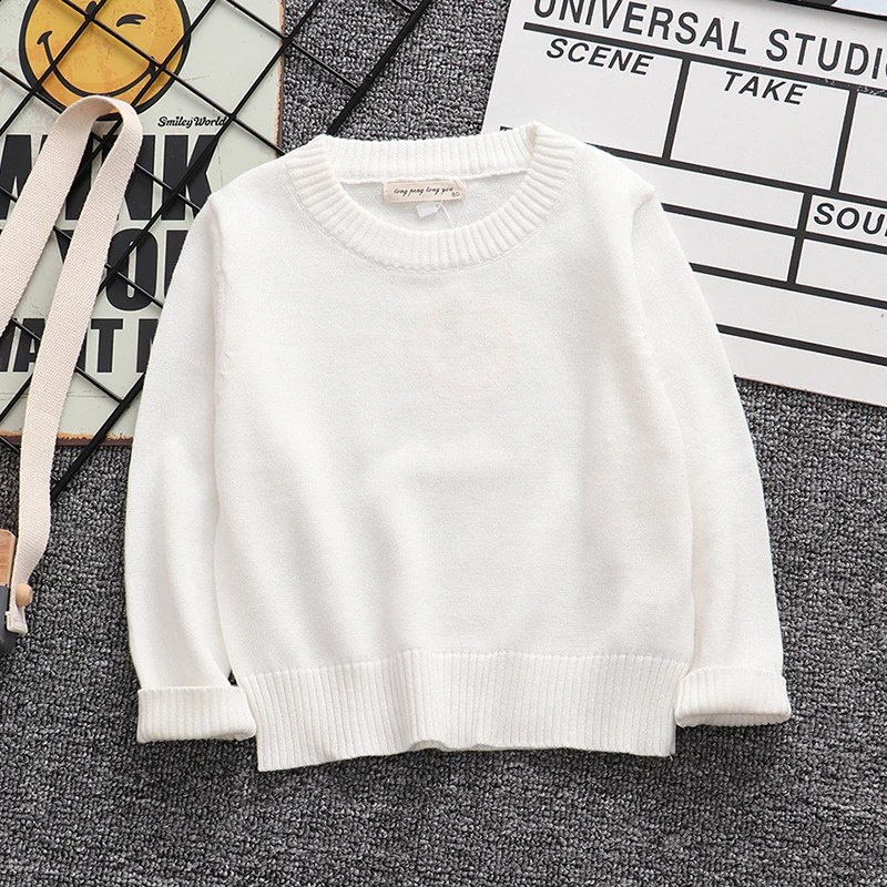 Autumn Winter Kids Boys Girls Pure Color Long Sleeve Knit Sweater Children Clothing Baby Kids Top Boys Girls Pullover Sweaters