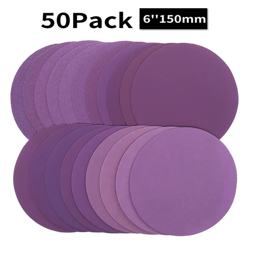 Imagen 1 del producto Discos de lijado Gancho y bucle de 6 pulgadas Papel de lija de grano 60-10000 150 mm para lijadora orbital aleatoria Lavado de madera Coche de metal automotriz