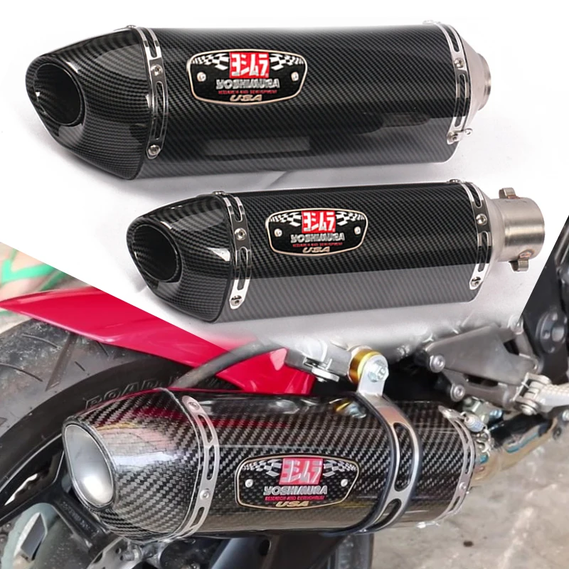 51mm Universal Motorcycle Exhaust For Yoshimura Muffler Fake Carbon Fiber Steel Pipe escape moto pitbike benelli trk 502 cb650f 