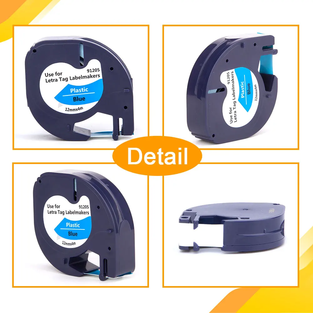 Dymo Tape kompatibel 12mm Dymo Letratag isi ulang 12267 91200 91201 Dymo LT Tape untuk mesin pelabelan Dymo LT100H LT-100H Printer