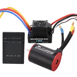 Waterproof 3650 2300KV/3100KV/3900KV4300KV/5200KV 900W 4-Pole Brushless Motor 60A/80A 2S-4S 6V/5A ESC For 1/8 1/10 RC Car Buggy